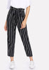 Self Belt Striped Pants