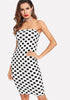 Polka Dot Print Bandeau Mini Dress