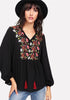 Embroidered Yoke Smock Top