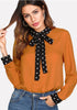 Tie Neck Bow Cuff Blouse