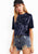 Navy Crushed Velvet T shirt