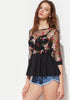 Embroidered Peplum Top