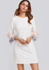 Feather Sleeve Textured Dress