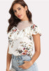 Floral Print Yoke Top